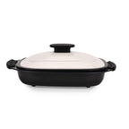 Microwave Steel Non-Stick Grill Pot with Steam Rack - Black & White