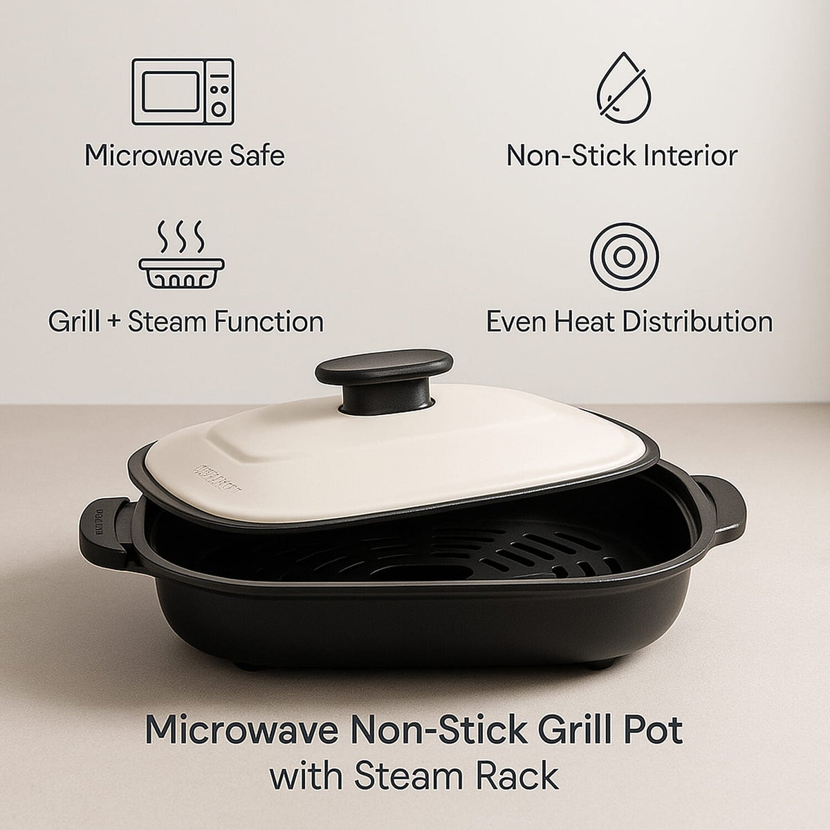 Homesmart Aluminised Steel Non-Stick Grill Pot with Steam Rack 8184684 4