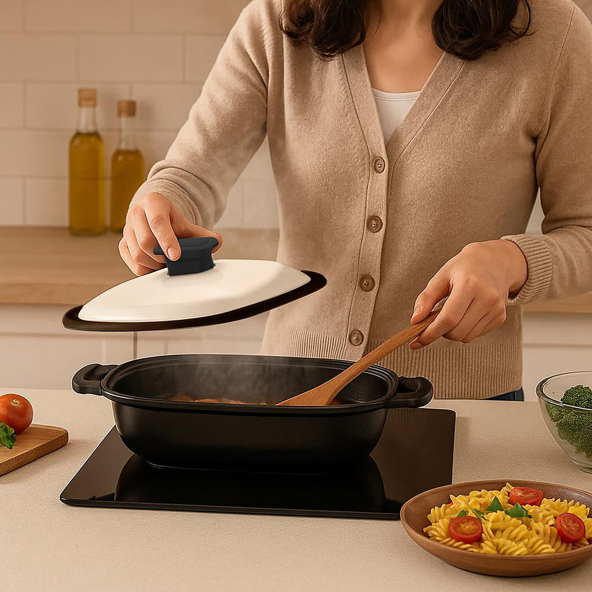 Homesmart Aluminised Steel Non-Stick Grill Pot with Steam Rack 8184684 5