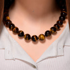 Extremely Rare Size  - AAA Yellow Tigers Eye Necklace (Size - 20+2 Ext) in Rhodium Overlay Sterling Silver 800.00 Ct._8185302_1