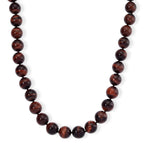 Tucson find- Red Tiger Eye Necklace Beads16 MM  (Size - 20+2 Ext) in Rhodium Overlay Sterling Silver 800.00 Ct._8185325