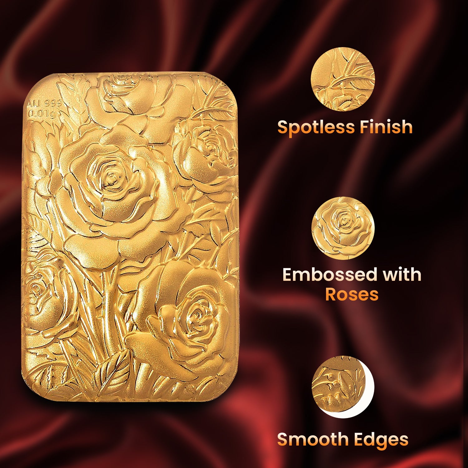 24K Yellow Gold (99.99% Purity) Floral Embossment Foil 8185340 3