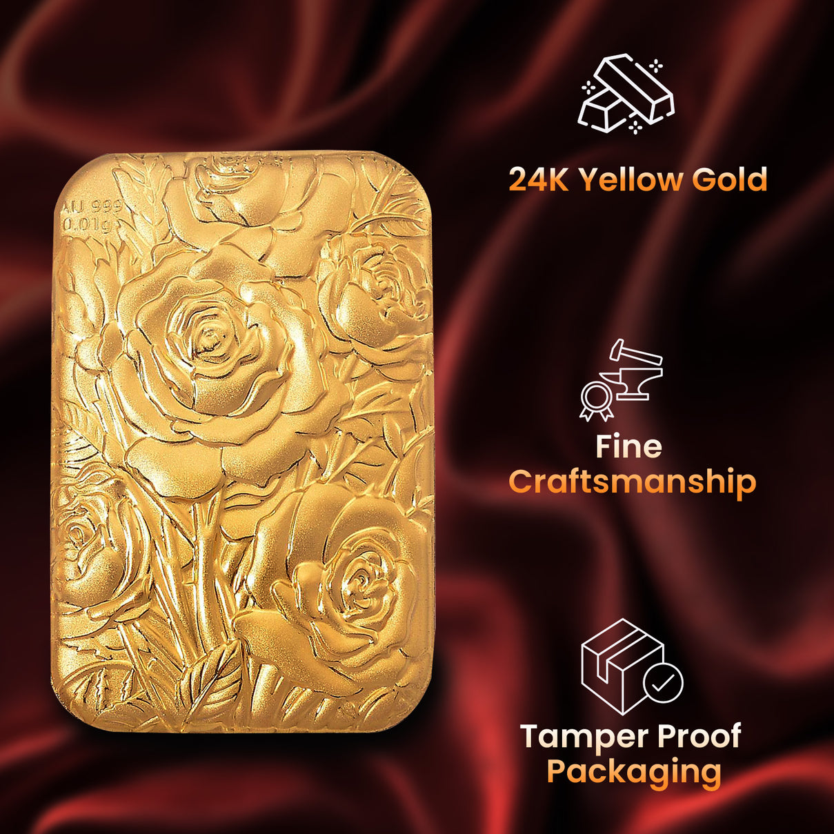 24K Yellow Gold (99.99% Purity) Floral Embossment Foil 8185340 4