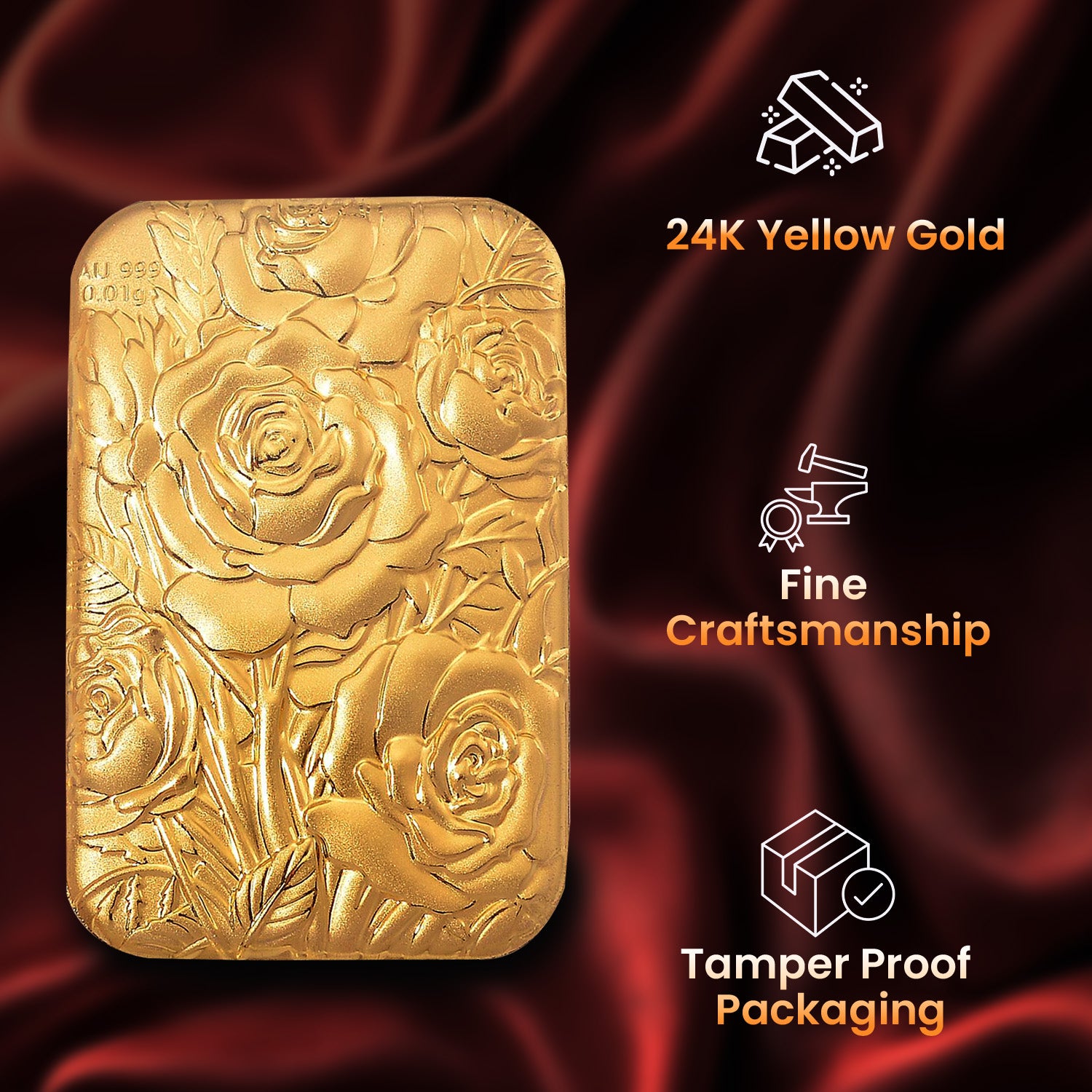 24K Yellow Gold (99.99% Purity) Floral Embossment Foil 8185340 4