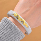 Golden Spirit of Jade - 24K Yellow Gold Natural Type A Jadeite Jade Dragon Bangle (Size - 7.5) 298.00 Ct._8185482_1