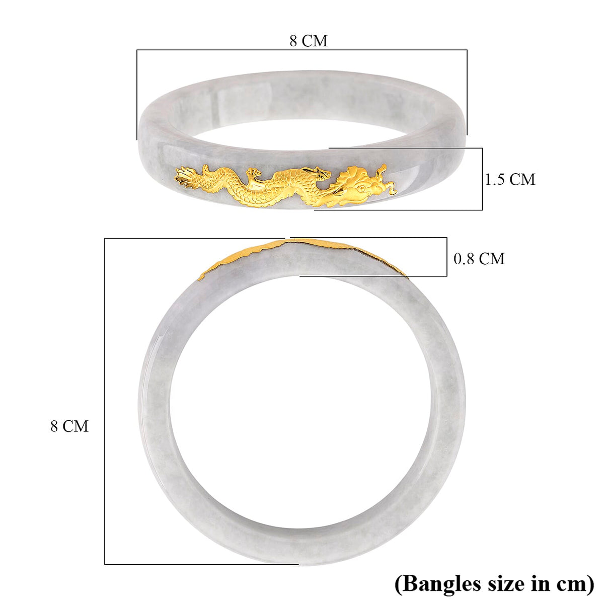 Golden Spirit of Jade - 24K Yellow Gold Burma Natural Type A Jadeite Jade Dragon Bangle (Size - 7.5) 298.00 Ct. V32577118 4