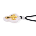 Natural Type A Jadeite with 24K Yellow Gold Cross Pendant with Cotton Thread (Size - 28 Adjustable) 70.00 Ct._8185495_2