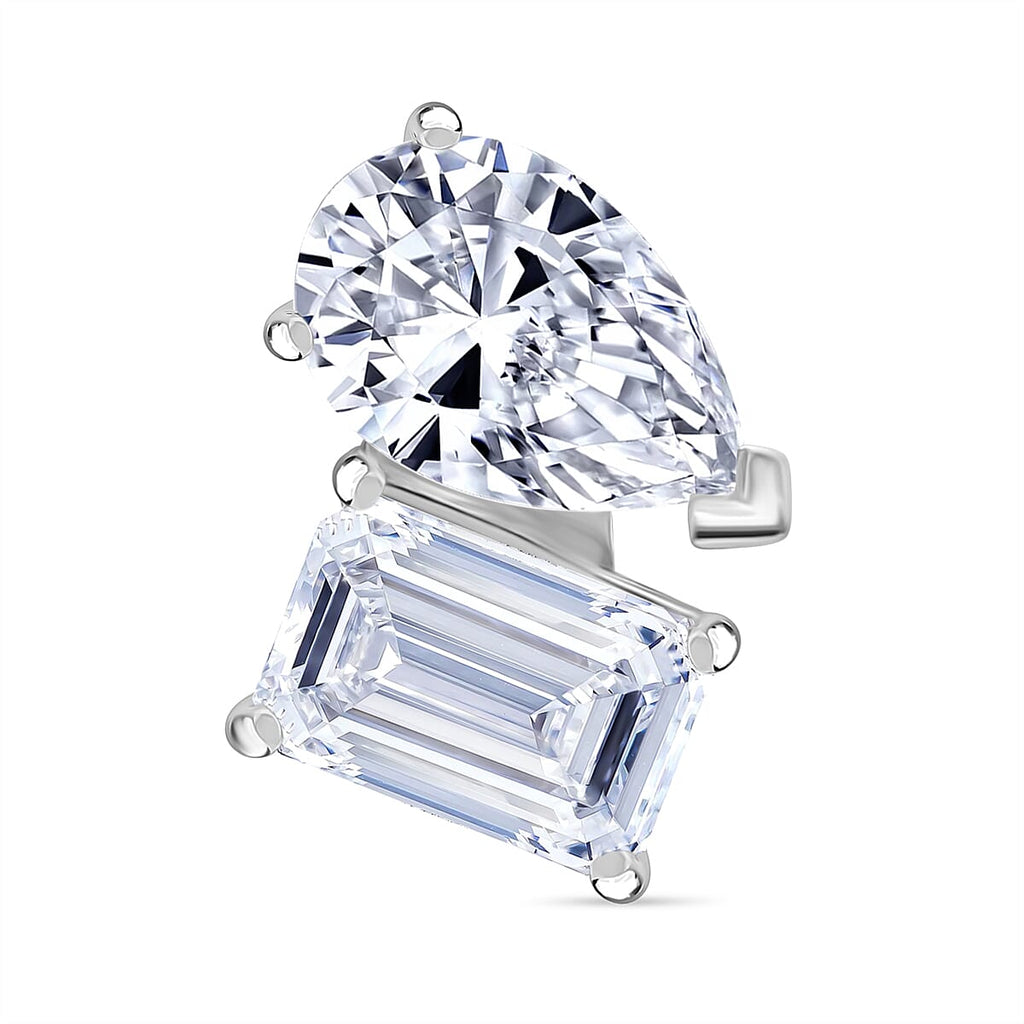 Luxuriant - 9K White Gold SGL Certified (VS-EF) Lab Grown Diamond Emerald & Pear Pendant 2.00 Ct.