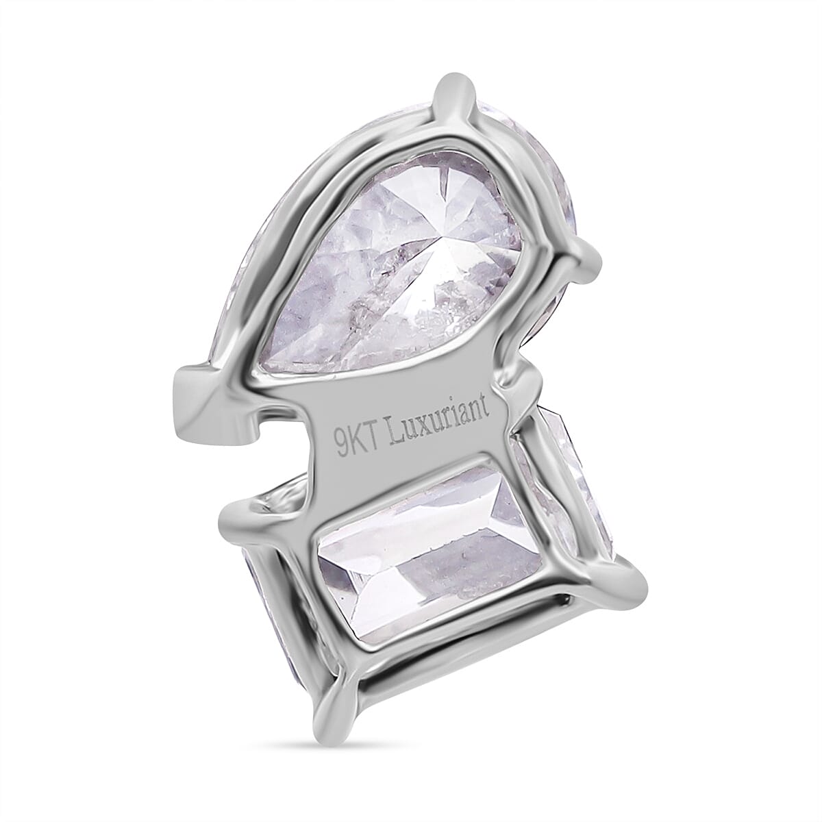 THE TOI ET MOI LUXURIANT 2 Ct. Lab Grown Diamond Emerald-Cut and Pear-Cut Pendant in 9K White Gold SGL Certified 8185706 3