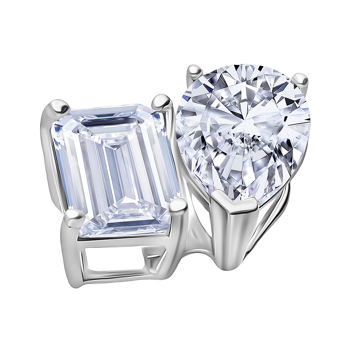 THE TOI ET MOI LUXURIANT 2 Ct. Lab Grown Diamond Emerald-Cut and Pear-Cut Pendant in 9K White Gold SGL Certified 8185706 4