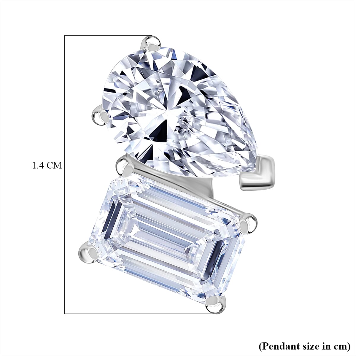 THE TOI ET MOI LUXURIANT 2 Ct. Lab Grown Diamond Emerald-Cut and Pear-Cut Pendant in 9K White Gold SGL Certified 8185706 5
