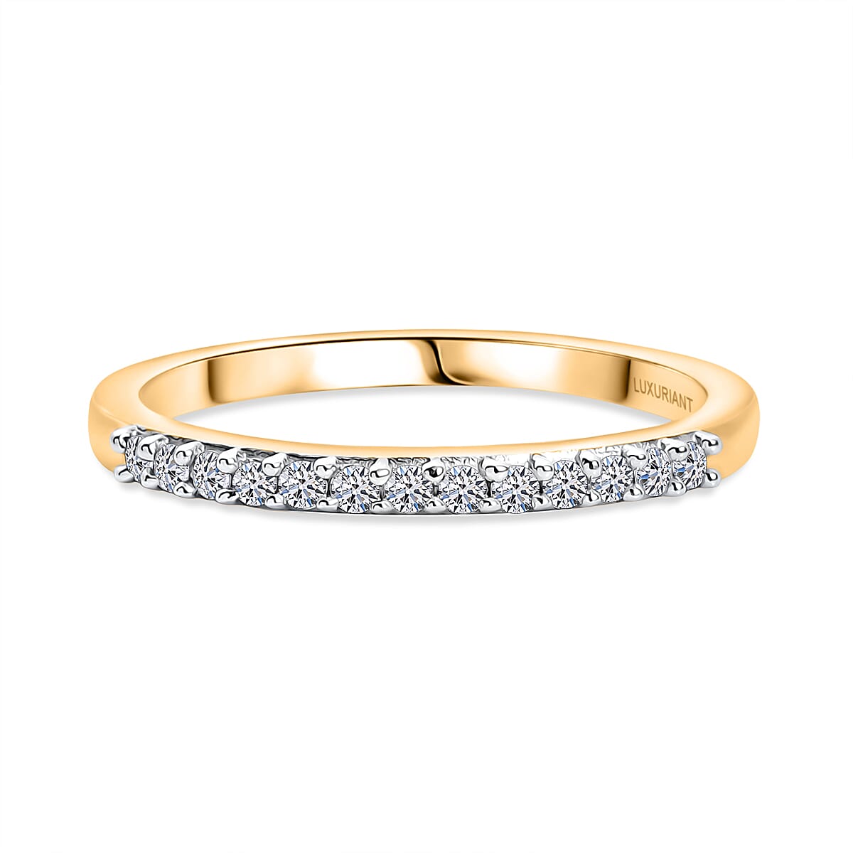 LUXURIANT Lab Grown Diamond Half-Eternity Ring in 18K Vermeil Yellow Gold Over Sterling Silver (SI-GH) 8185739 0