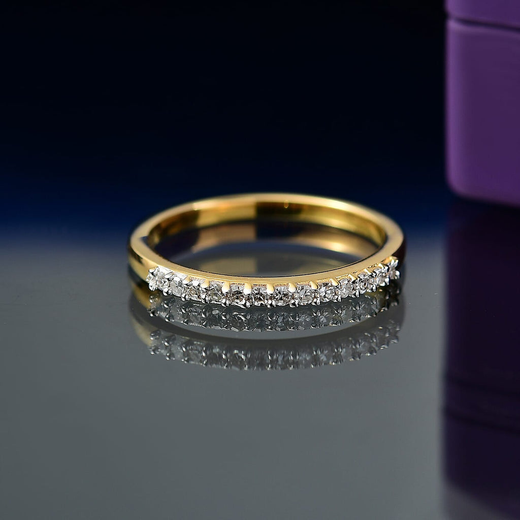 Luxuriant Diamond Lab Grown Diamond Main Stone With Side Stone Ring in 18K YG VermeilSterling Silver  0.156  Ct.