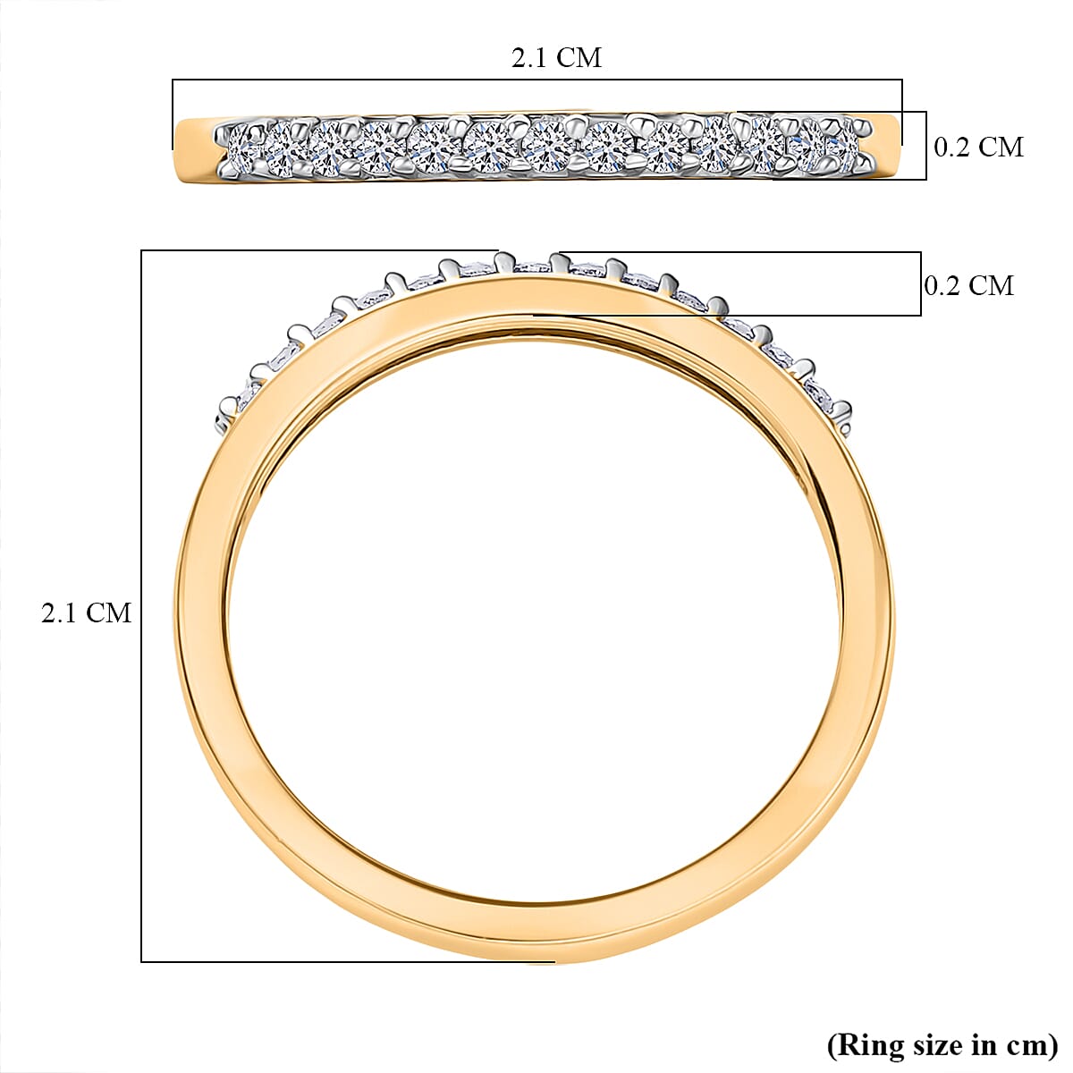 LUXURIANT Lab Grown Diamond Half-Eternity Ring in 18K Vermeil Yellow Gold Over Sterling Silver (SI-GH) 8185739 6