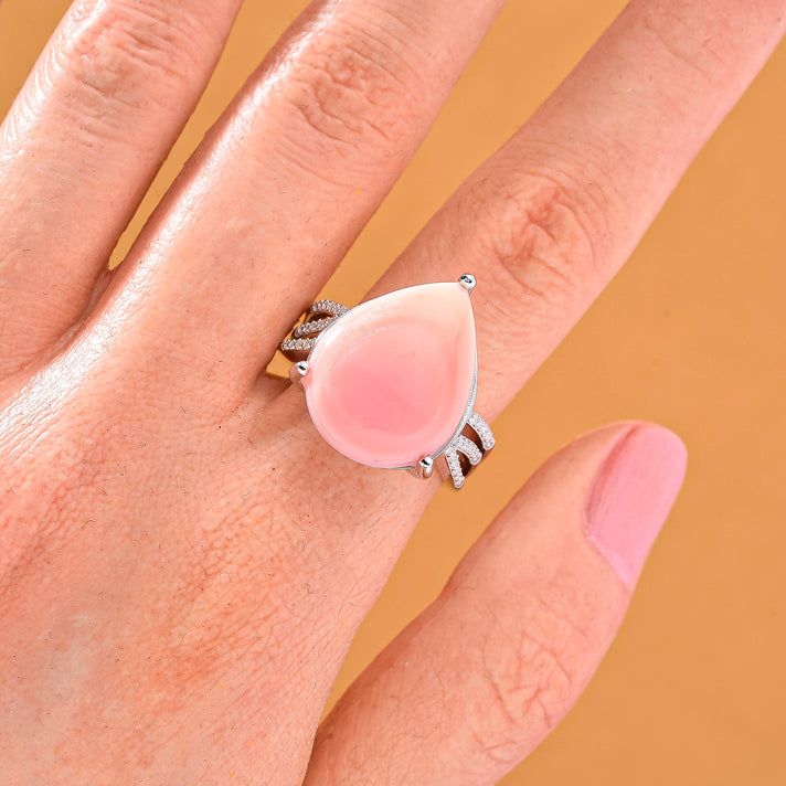 Queen Conch Shell &amp; Moissanite Ring in Rhodium Overlay Sterling Silver 10.77 Ct. 8186988 2