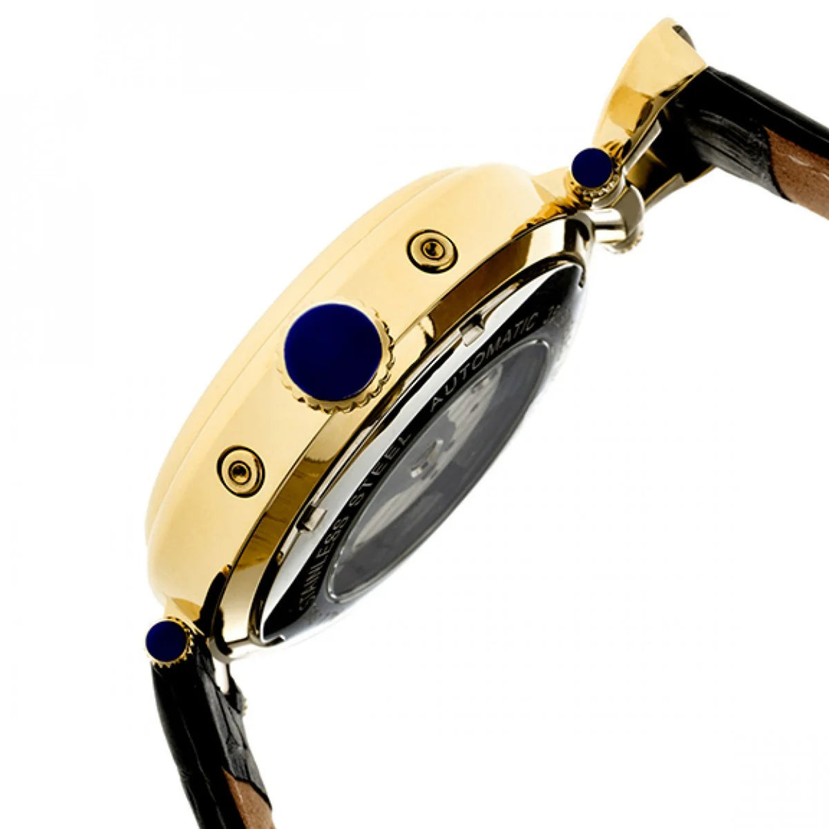 THE LUXURY TO OWN - HERITOR Ganzi Automatic Movt. 5ATM Water Resistance Gold Dial Mens Watch with Black Leather Strap 8187624 2