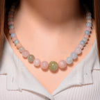 Multi Colour Graduated Beryl ( 8mm to 14mm) Necklace (Size - 20+2 Ext)  in Rhodium Overlay Sterling Silver 350.00 Ct._8187932_1