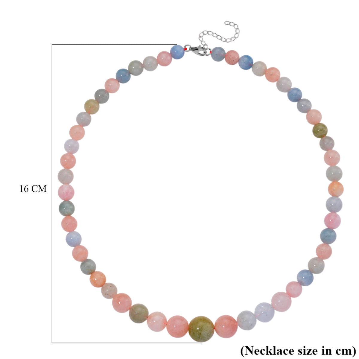 Multi Colour Graduated Beryl ( 8mm to 14mm) Necklace (Size - 20+2 Ext)  in Rhodium Overlay Sterling Silver 350.00 Ct. V32556493 6