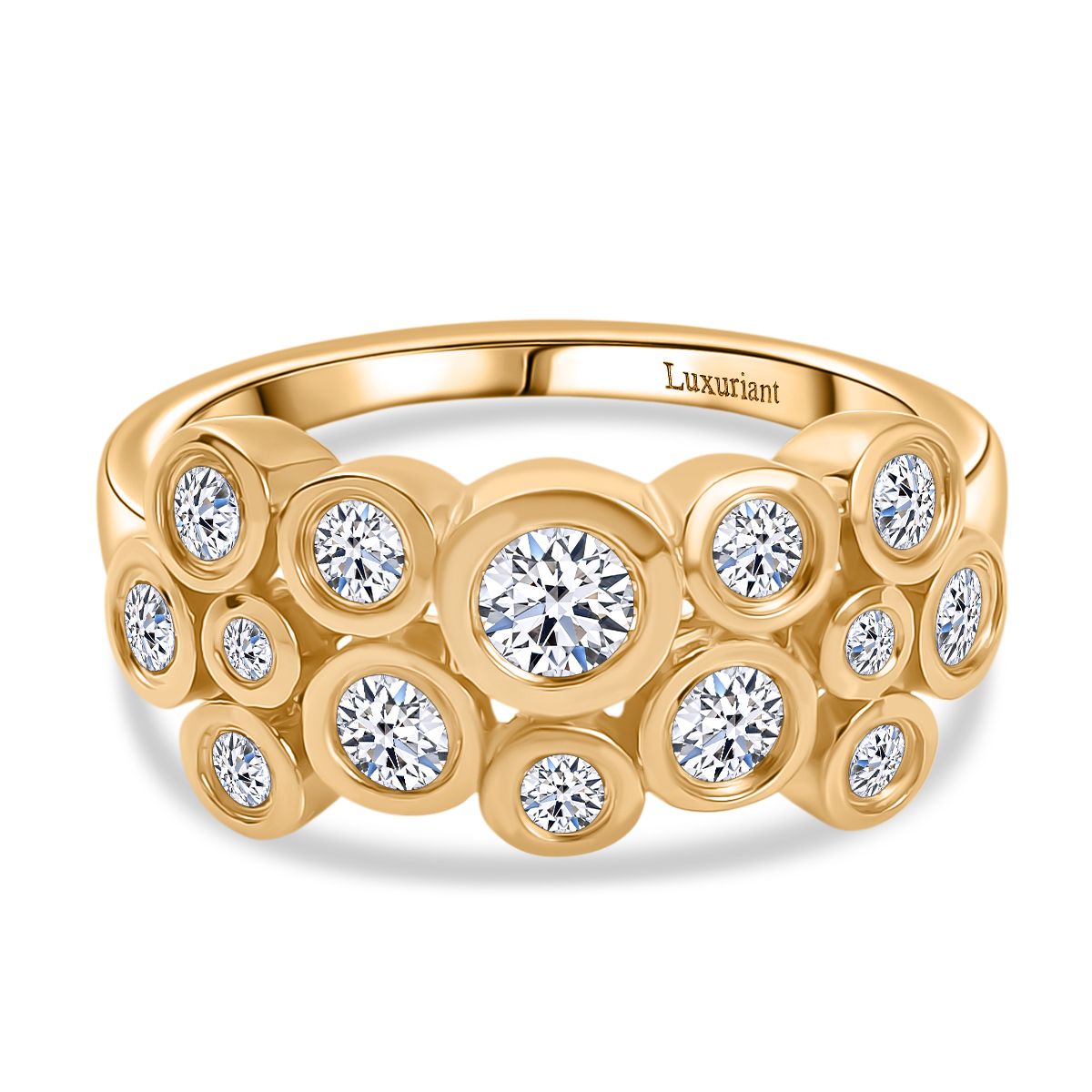 LUXURIANT 1 Ct. Lab Grown Diamond Bubble Cluster Ring in 18K Vermeil Yellow Gold Sterling Silver SI-G-H V32554588 0