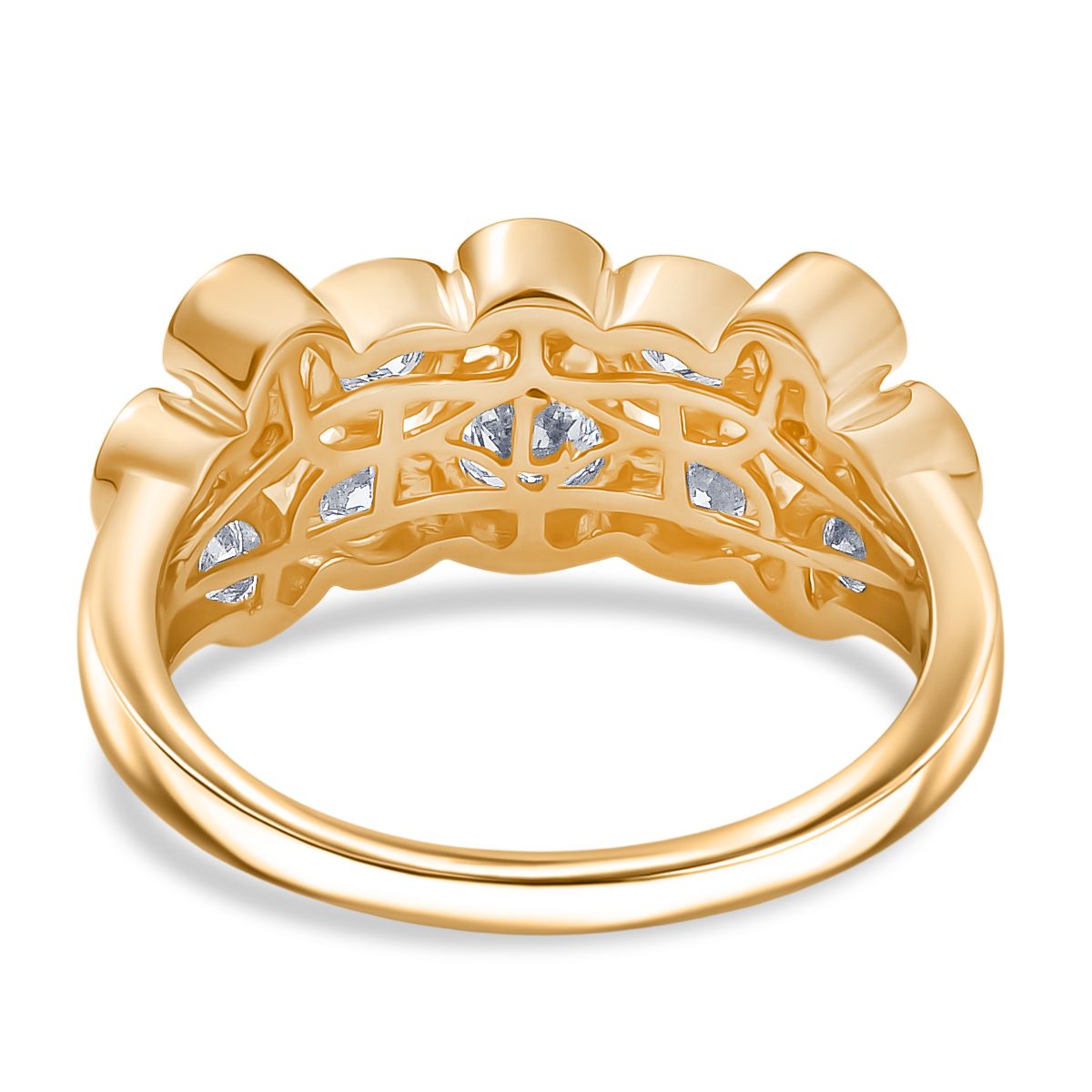 LUXURIANT 1 Ct. Lab Grown Diamond Bubble Cluster Ring in 18K Vermeil Yellow Gold Sterling Silver SI-G-H V32554588 5