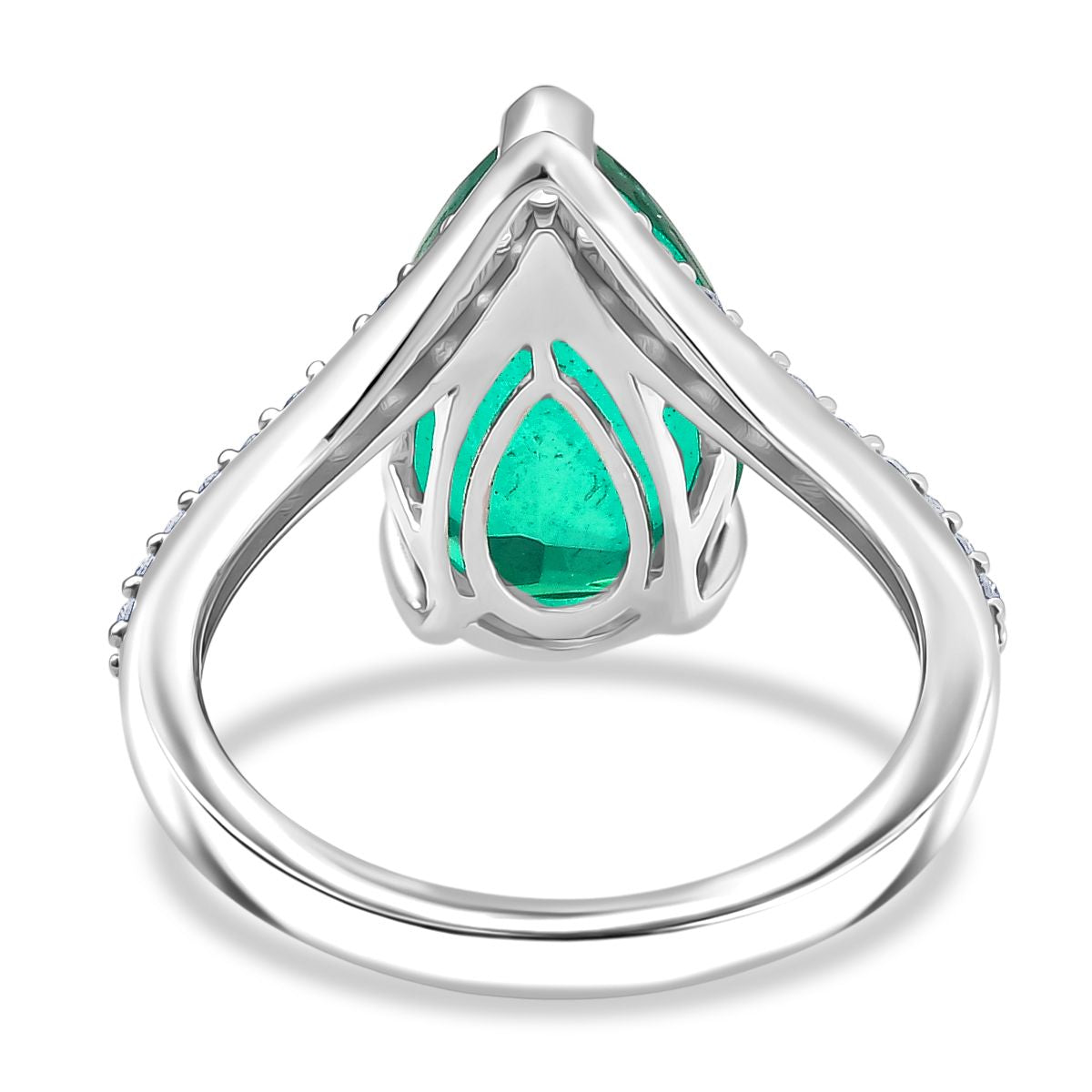 D'joy Peacock Triplet Quartz, White Zircon Wishbone Drop Ring in Rhodium Overlay Sterling Silver 4.88 Ct. 8189176 4