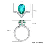 D'Joy - Peacock Triplet Quartz & White Zircon Wishbone Ring in Rhodium Overlay Sterling Silver 4.88 Ct._8189176_5