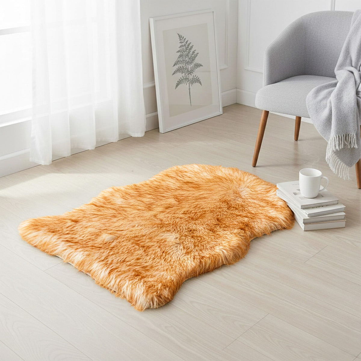 Homesmart Luxury Tip-Dyed Faux Fur Rug with Foam Base (100 x 60 cm) - Beige &amp; Brown 8189836 3
