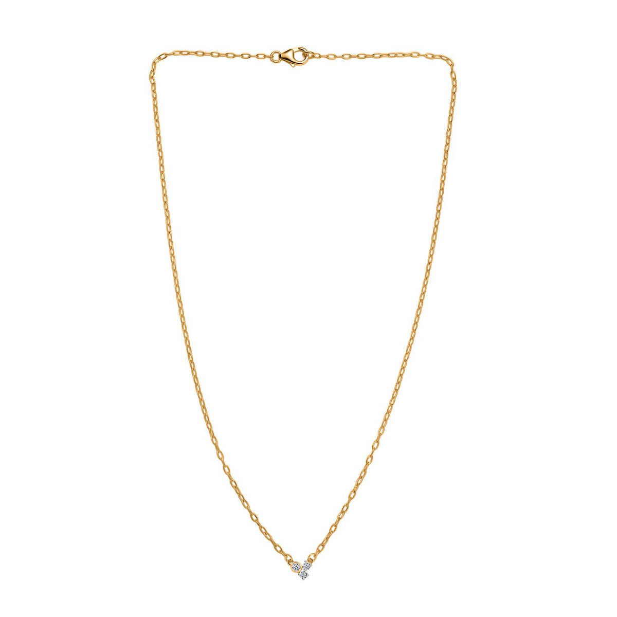 LUXURIANT Lab Grown Diamond 3-Stone Necklace (Size - 18) with Lobster Clasp in 18K Vermeil Yellow Gold Over Sterling Silver 8189967 3