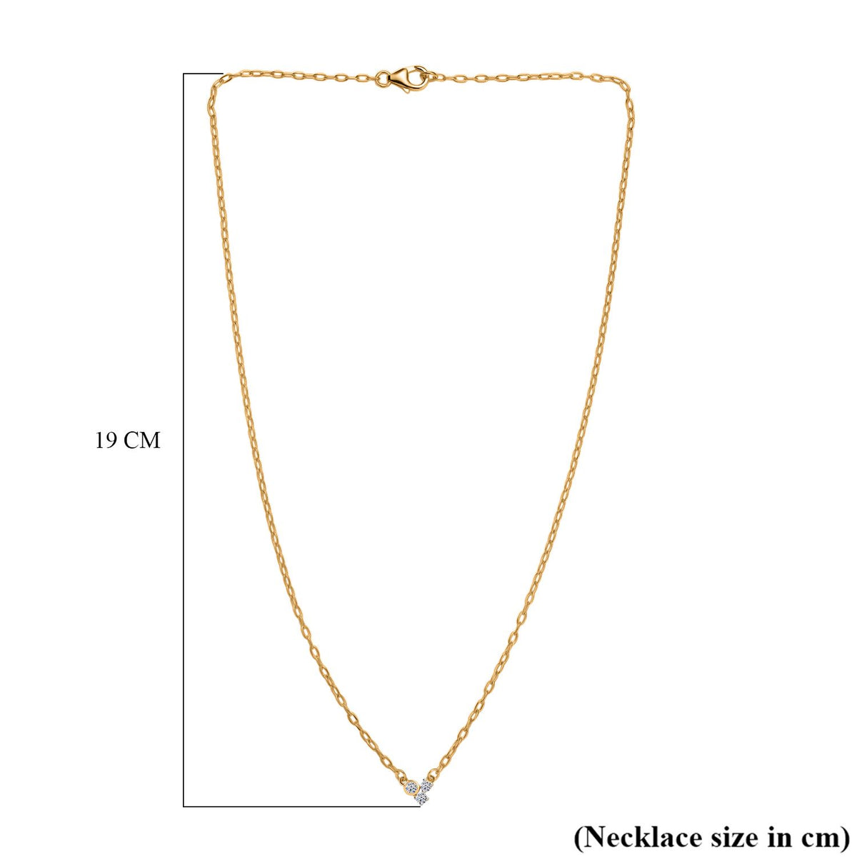 LUXURIANT Lab Grown Diamond 3-Stone Necklace (Size - 18) with Lobster Clasp in 18K Vermeil Yellow Gold Over Sterling Silver 8189967 5