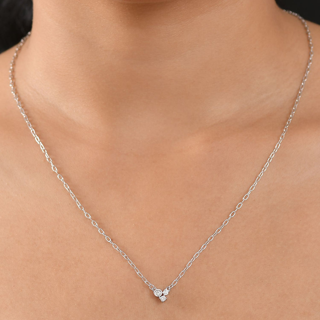 Luxuriant Diamond Lab Grown Diamond Necklace (Size - 18) in Rhodium Overlay Sterling Silver_8189968_2