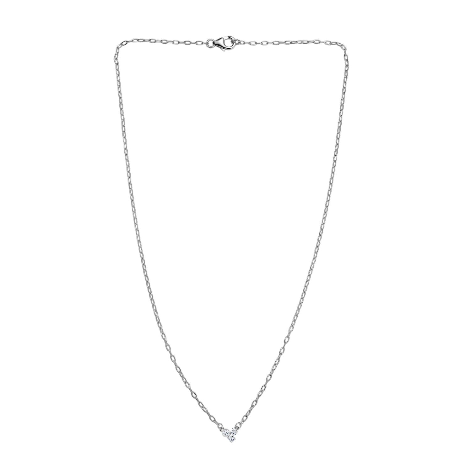 LUXURIANT Lab Grown Diamond 3-Stone Necklace (Size - 18) with Lobster Clasp in Rhodium Overlay Sterling Silver 8189968 4