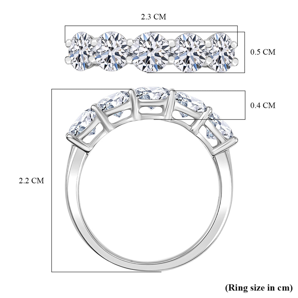 Luxuriant - 950 Platinum SGL Certified VS/EF Lab Grown Diamond 5 Stone Ring 2.00 Ct, Platinum Wt. 4.17 Gms._8190359_7