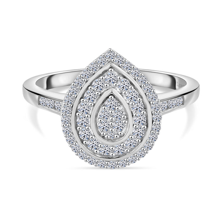 LUXURIANT 0.5 Ct. Lab Grown Diamond Cluster Ring in Rhodium Overlay Sterling Silver SI-GH 8190559 1