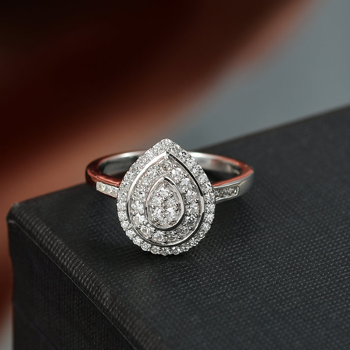 LUXURIANT 0.5 Ct. Lab Grown Diamond Cluster Ring in Rhodium Overlay Sterling Silver SI-GH 8190559 2