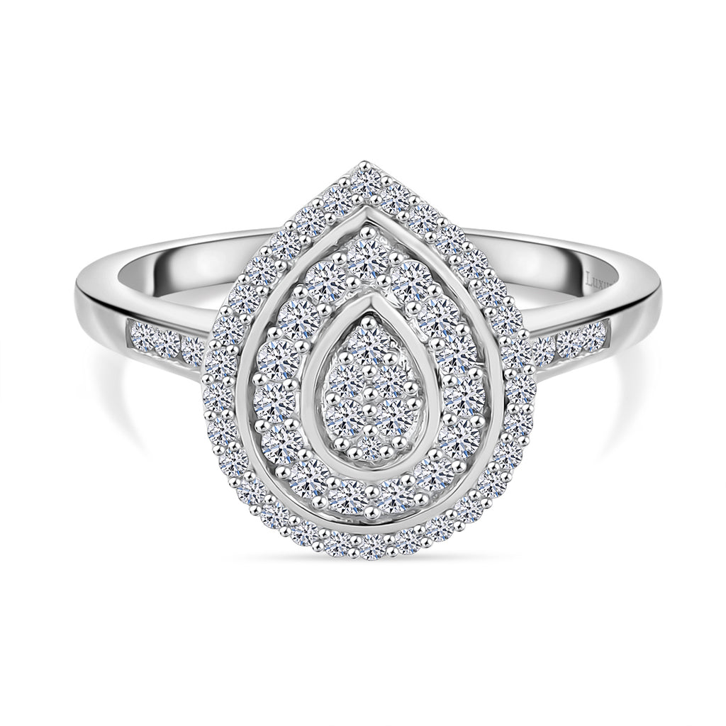 Red Carpet Collection - Luxuriant Lab Grown Diamond (SI/GH) Cluster Ring in Rhodium Overlay Sterling Silver 0.50 Ct._8190561