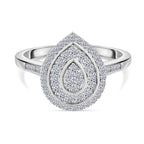 Red Carpet Collection - Luxuriant Lab Grown Diamond (SI/GH) Cluster Ring in Rhodium Overlay Sterling Silver 0.50 Ct._8190561