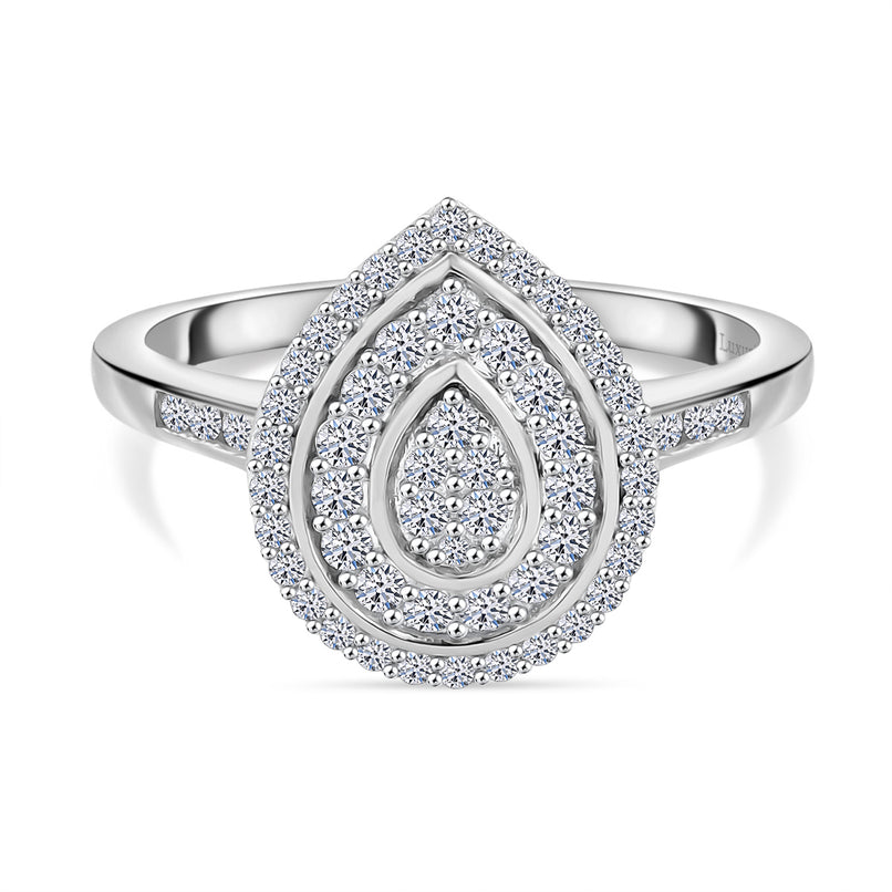 Red Carpet Collection - Luxuriant Lab Grown Diamond (SI/GH) Cluster Ring in Rhodium Overlay Sterling Silver 0.50 Ct._8190561