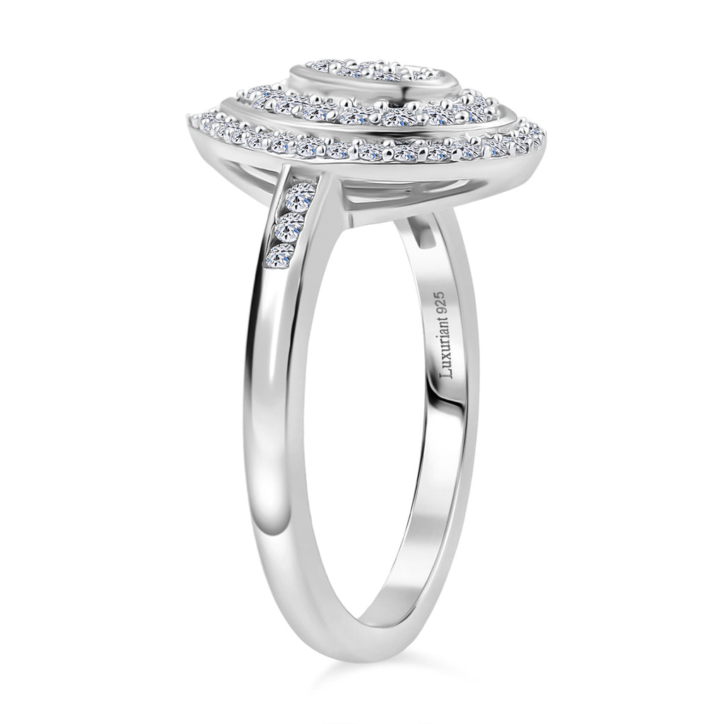 Red Carpet Collection - Luxuriant Lab Grown Diamond (SI/GH) Cluster Ring in Rhodium Overlay Sterling Silver 0.50 Ct._8190561_3