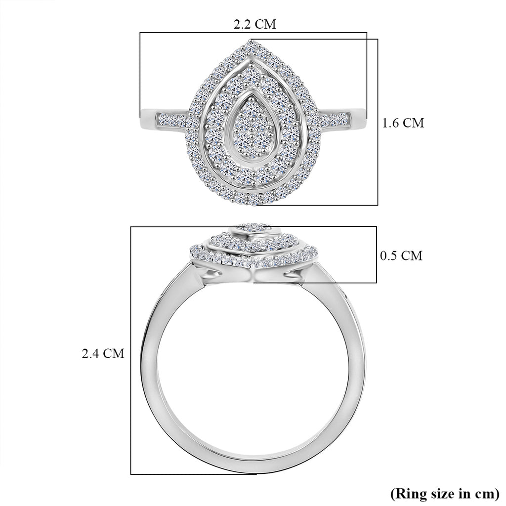 Red Carpet Collection - Luxuriant Lab Grown Diamond (SI/GH) Cluster Ring in Rhodium Overlay Sterling Silver 0.50 Ct._8190561_5