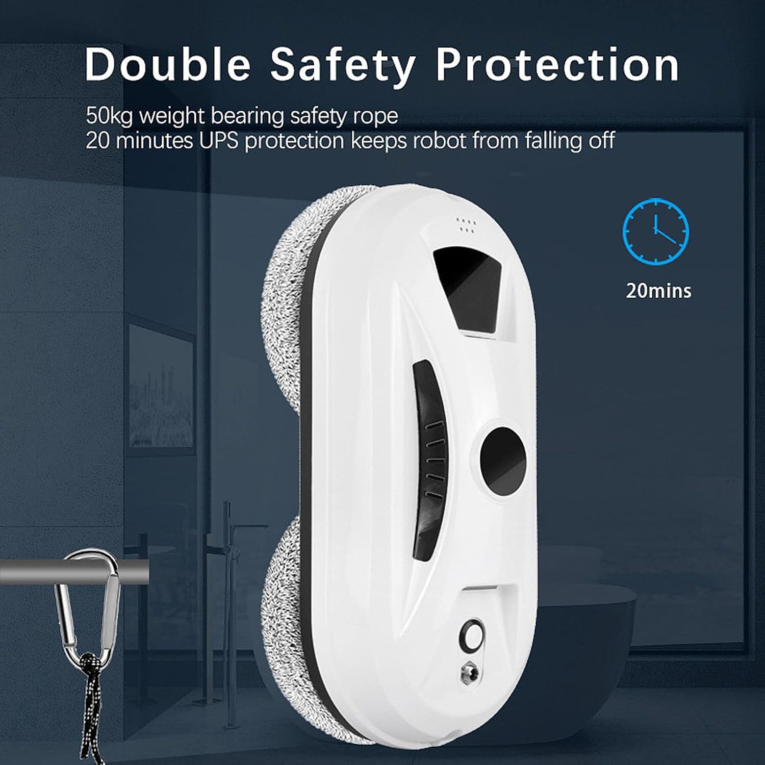 LOWEST EVER PRICE - RD1-11 Automatic Robotic Window Cleaner with Single Ultrasonic Water Spray Nozzle, 2800Pa Suction - Remote Control &amp; Safety Protection V32520377 4