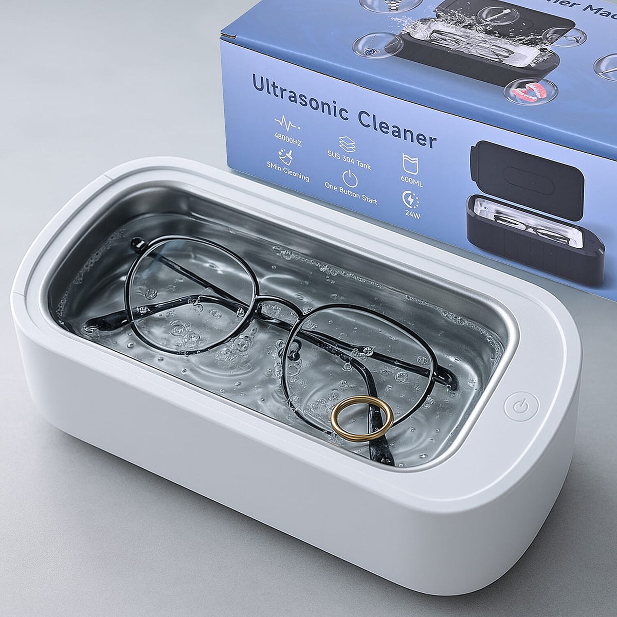 Multi-Purpose Ultrasonic Cleaner for Glasses and Jewellery - White 8191121 0