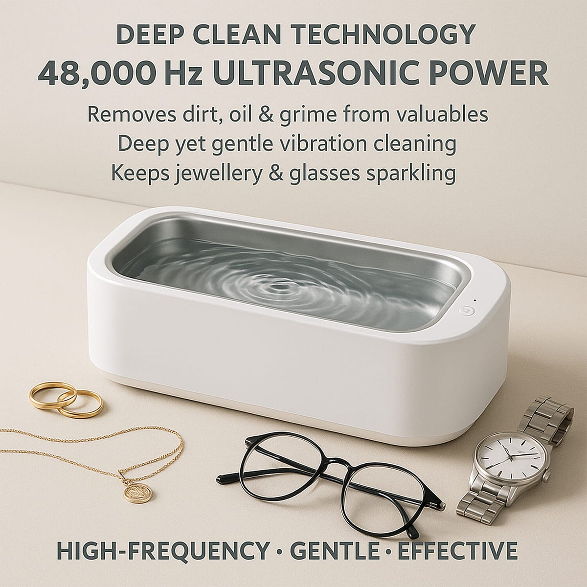 Multi-Purpose Ultrasonic Cleaner for Glasses and Jewellery - White 8191121 2