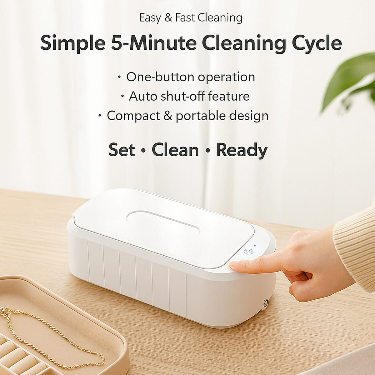 Multi-Purpose Ultrasonic Cleaner for Glasses and Jewellery - White 8191121 3