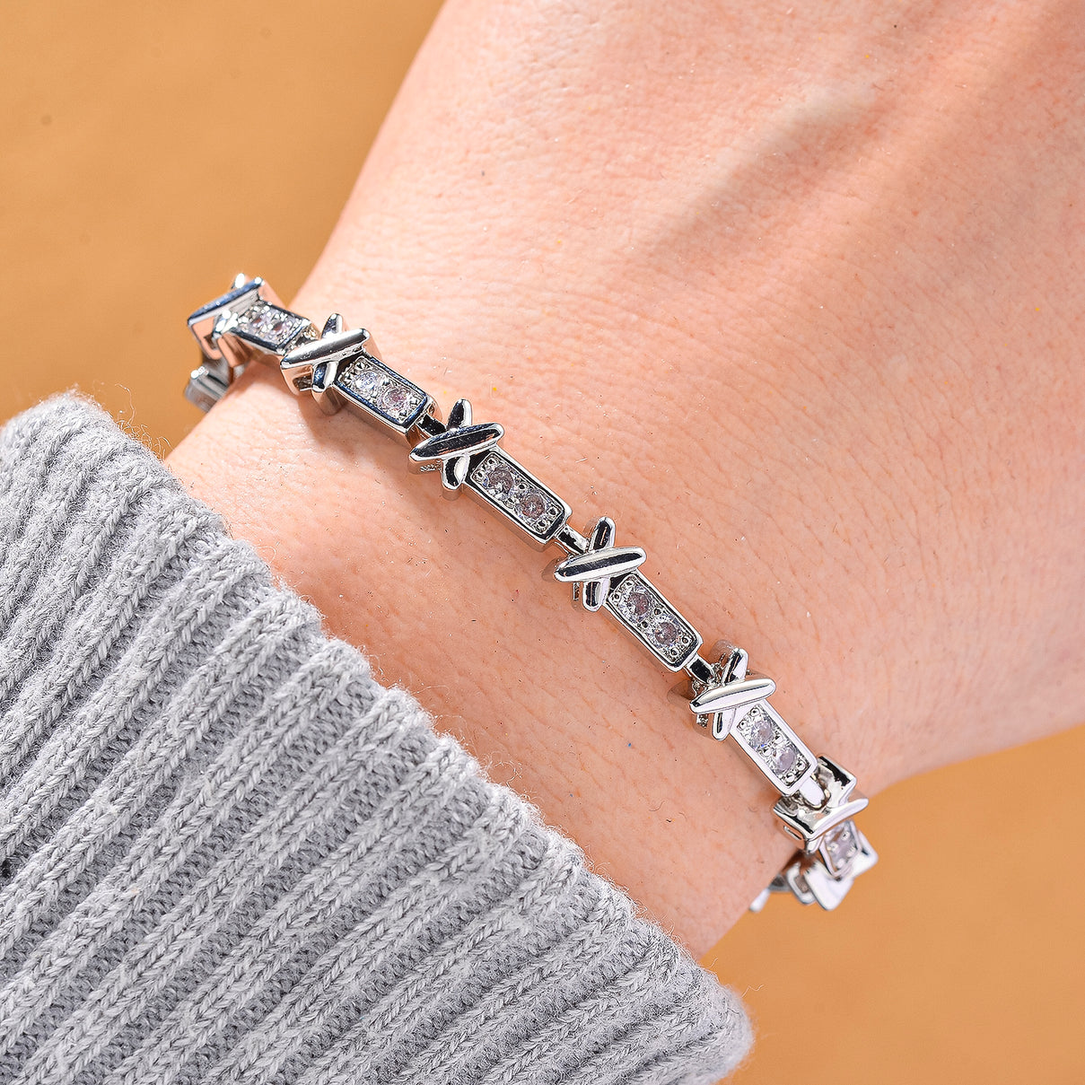 White Cubic Zirconia Bracelet (Size - 7) V32529789 2