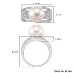 White Edison Pearl & Moissanite Ring in Rhodium Overlay Sterling Silver 11.57 Ct._8191786_4