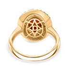 Fire Opal Cabochon (1.43ct Centre) & Moissanite Double Halo Ring in 18K Vermeil Yellow Gold Plated Sterling Silver 1.96 Ct._8191814_4