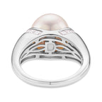 AAA White Edison Pearl & Moissanite Ring in Rhodium Overlay Sterling Silver 10.85 Ct._8191990_3