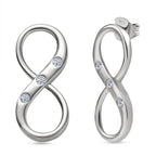 Luxuriant SI-G/H Lab Grown Diamond Infinity Earring with Push Back in Rhodium Overlay Sterling Silver_8192147