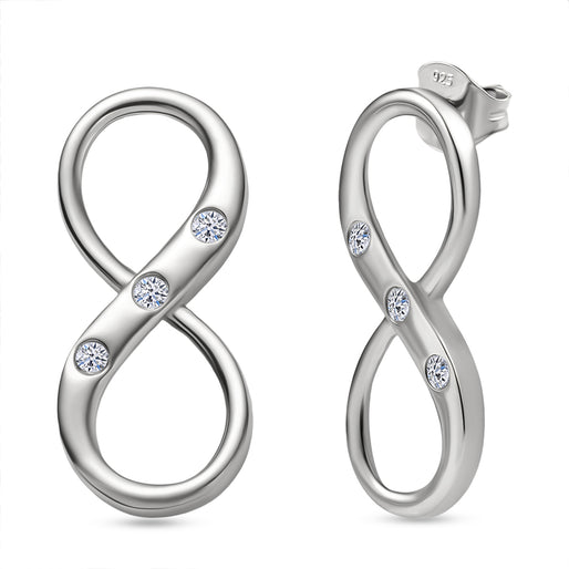 Luxuriant Lab Grown Diamond Infinity Earring with Push Back in Sterling Silver