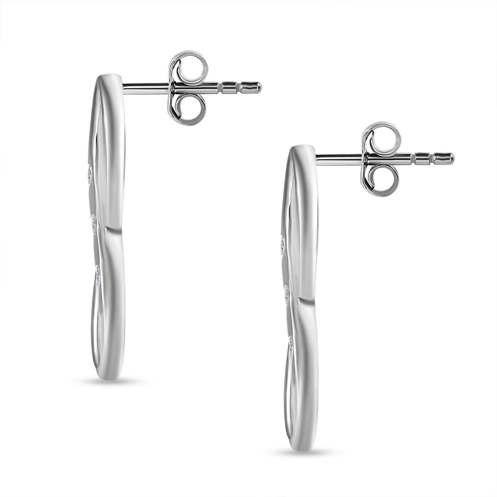 Luxuriant SI-G/H Lab Grown Diamond Infinity Earring with Push Back in Rhodium Overlay Sterling Silver_8192147_3
